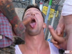 Tatted Guys Fucking a 2 Bottoms