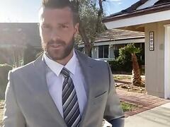 Ramon Nomar cums dressed in a suit