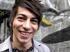 Long-haired pretty boy takes a HUGE facial