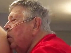 chubby grandpa plays with ass