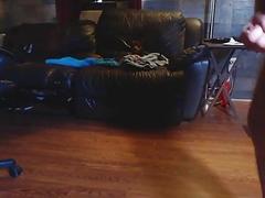 Middle-aged redneck works towards a webcam cumshot