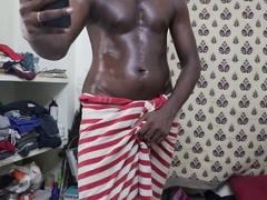 Gay oiled massage, black oil massage, handjob
