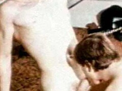 Retro twinks comparing their impressive sizes here