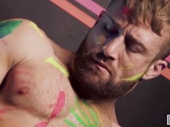 Theo Brady & Olivier Robert dance under the neon lights as their wild cocks grind against each other