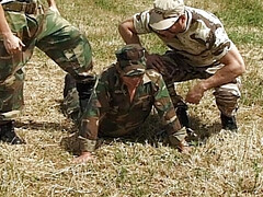 Guy are training outdors