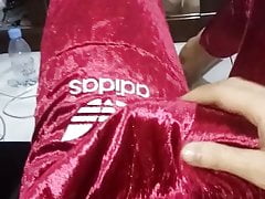 Cumming with satin velvet suit