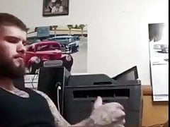 tatted up straight man milks his thick cock