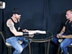 eyes covered jock face poked by tatted muscle boy