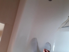 ultra-cute twunk finishes off and urinates his trousers and socks in the bath