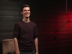 Randy bdsm stud on a cross as hes wanked