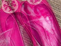 fuck and cum pink flat shoes