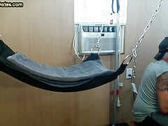 Mature gay amateur assfucked in sling after long BJ