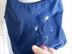 first cum on second hand blue polyamid swimsuit