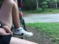 Taking beef whistle out in public, getting it firm, stroking and spunking.