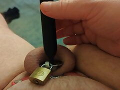Vibrating sound while wearing Castrate Deepthroat Cage