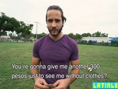 Straight lad latin strips off for cash