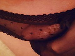 Piss with her nylon hand
