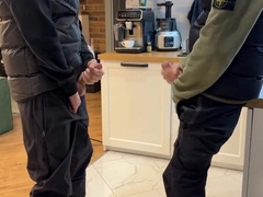 Came Back From Outside and Emptied Utter Cocks on Black Trousers