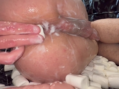Cool Lad gets donk plunged with marshmallows come shot on camera 4K