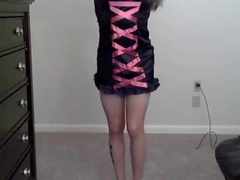 Teasing Crossdresser Shows Off Small Cock