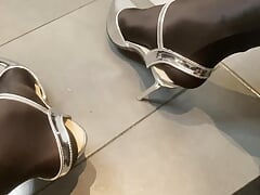 Silver Heels and Spandex Pantyhose