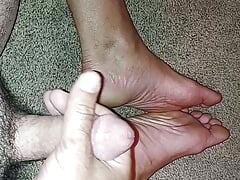 Jerked off on to my feet