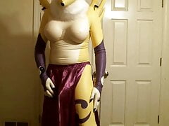 Latex Renamon Masturbation