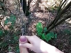 Huge Moaning Forest Cumshot outside