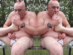 Chubby bear foot worship, bears, outdoor feet worship