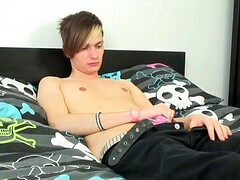 Lanky teen Taylor is showing you his erect penis