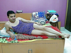 Cute sissy crossdresser femboy Sweet Lollipop in a tank top and sexy pantie.