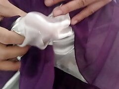 Satin Chiffon Dress Get Pissing and Cum Rag