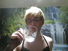 Sissy Faggot Swallows Own Cum