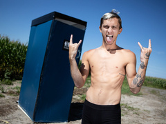 Steamy lads play dirty gay games in glory hole fetishes