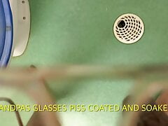 Grandpas glasses piss soaked and coated