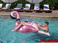 Poolside rough fucking with hungry studs Michael Boston and Vincent OReilly