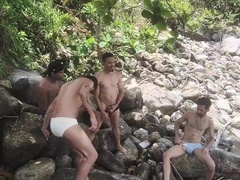 Boat drowns and four young people lost on an island have a wild time.