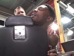Bearded white hunk fucks a muscular black ass from behind