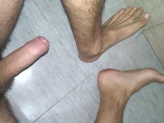 Good-Sized Schlong Spunking on Wondrous Soles *monster man rod phat cumshot*