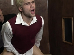 Blonde choir boy has a confession to make to the priest