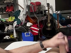 Me jerking my uncut cock at home alone big
