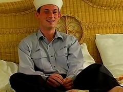 Navy twink strips his uniform and strokes his hard cock
