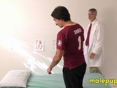 Doctor Richard splashed a load of cum all over the jock stepson Johnny Mercys ass