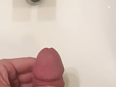 Gently Stroking Cock Powerful Cumshot In Sink