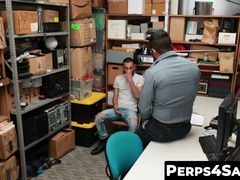 Buff cop daddy hard fucks a slim shoplifter til he cums 2