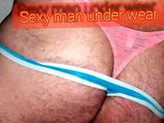 Nice masturbation using blue thong