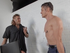 Bo Sinn bends Rocky Vallarta over to fuck him silly