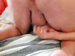 Chubby Jerk Off and Cum with anal play and dildo