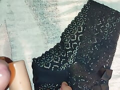 Cumshot on the bride&#039;s bridesmaid&#039;s black panties