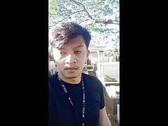 Asia Teen Guy Big Cum on the Cemetery